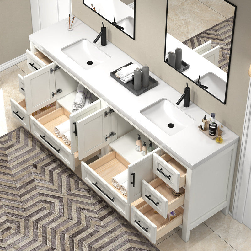 VIV 84" Freestanding Bathroom Vanity with Reinforced Acrylic Integrated Sink Top