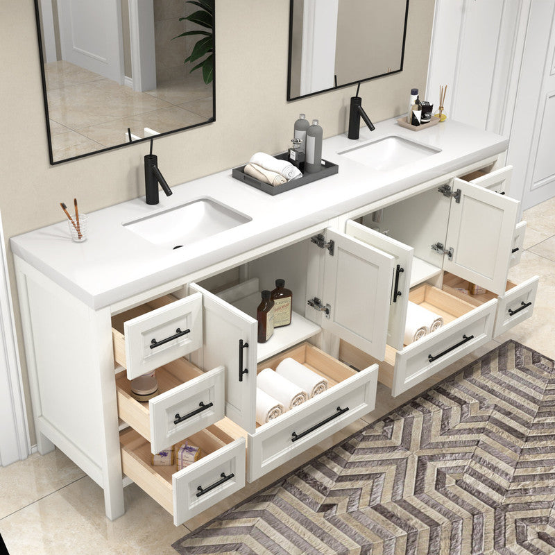 VIV 84" Freestanding Bathroom Vanity with Reinforced Acrylic Integrated Sink Top