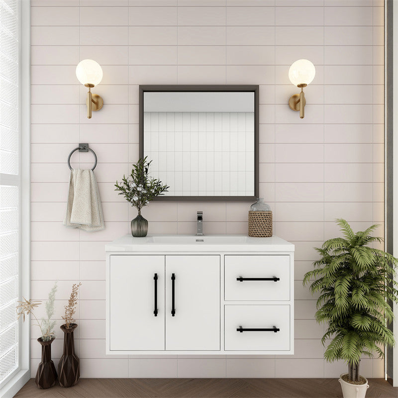 Victoria 36" Wall Mounted Bathroom Vanity with Reinforced Acrylic Integrated Sink Top