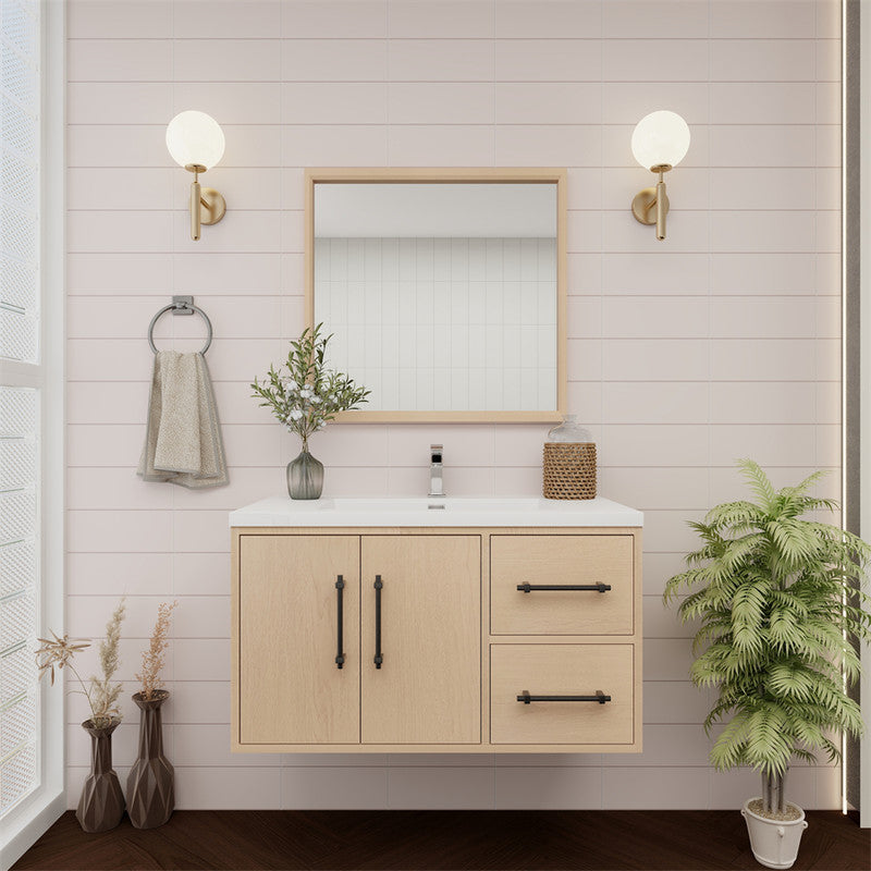Victoria 36" Wall Mounted Bathroom Vanity with Reinforced Acrylic Integrated Sink Top
