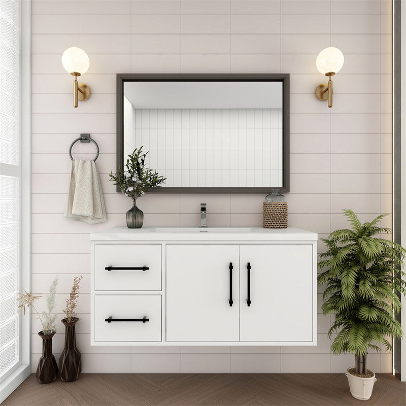 Victoria 42" Wall Mounted Bathroom Vanity with Reinforced Acrylic Integrated Sink Top