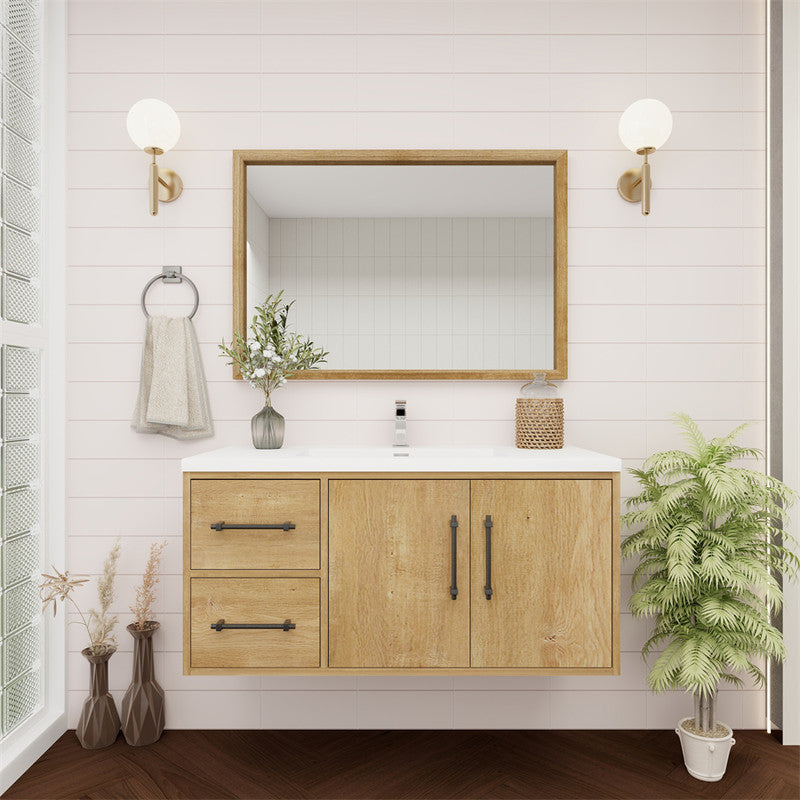 Victoria 42" Wall Mounted Bathroom Vanity with Reinforced Acrylic Integrated Sink Top