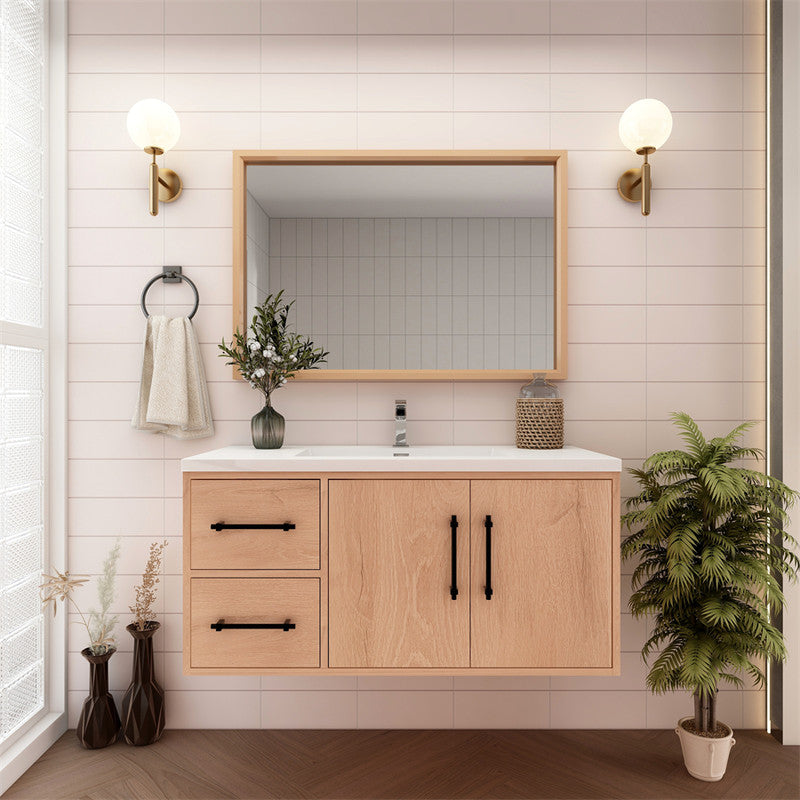 Victoria 42" Wall Mounted Bathroom Vanity with Reinforced Acrylic Integrated Sink Top