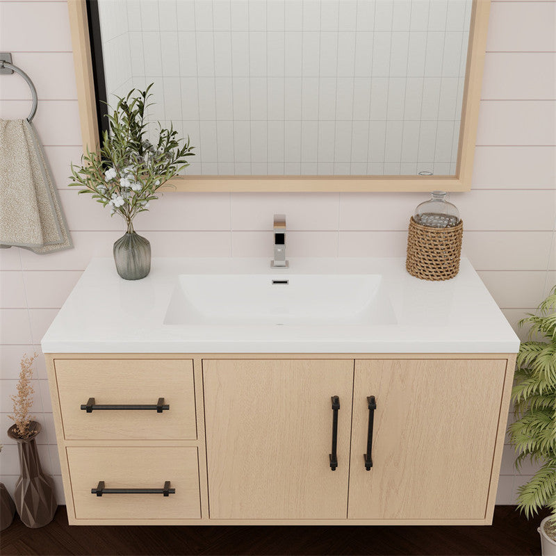 Victoria 42" Wall Mounted Bathroom Vanity with Reinforced Acrylic Integrated Sink Top