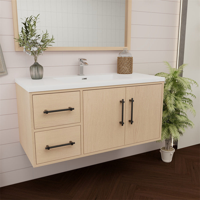 Victoria 42" Wall Mounted Bathroom Vanity with Reinforced Acrylic Integrated Sink Top