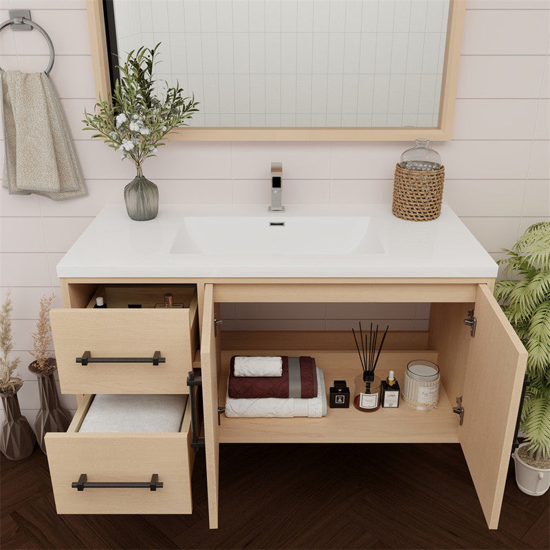 Victoria 42" Wall Mounted Bathroom Vanity with Reinforced Acrylic Integrated Sink Top