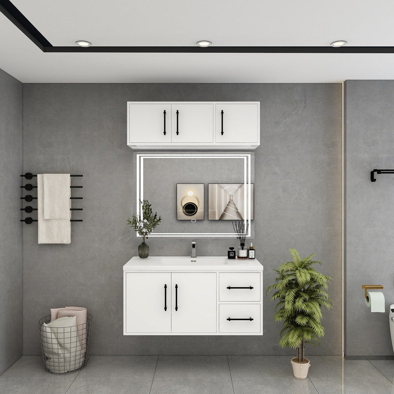 Victoria 42" Wall Mounted Bathroom Vanity with Reinforced Acrylic Integrated Sink Top