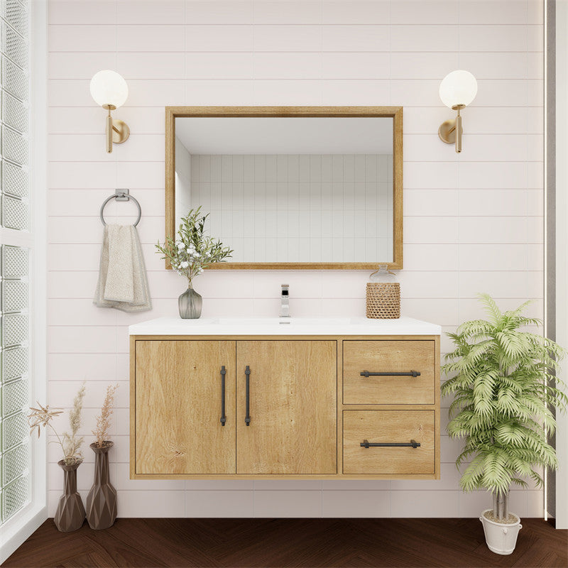 Victoria 42" Wall Mounted Bathroom Vanity with Reinforced Acrylic Integrated Sink Top