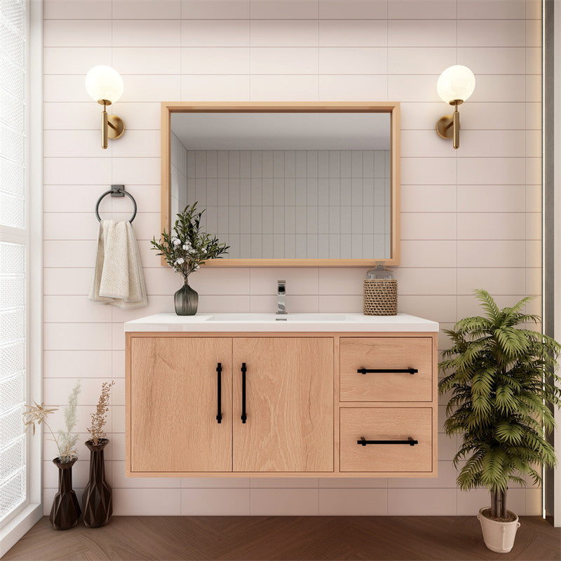 Victoria 42" Wall Mounted Bathroom Vanity with Reinforced Acrylic Integrated Sink Top