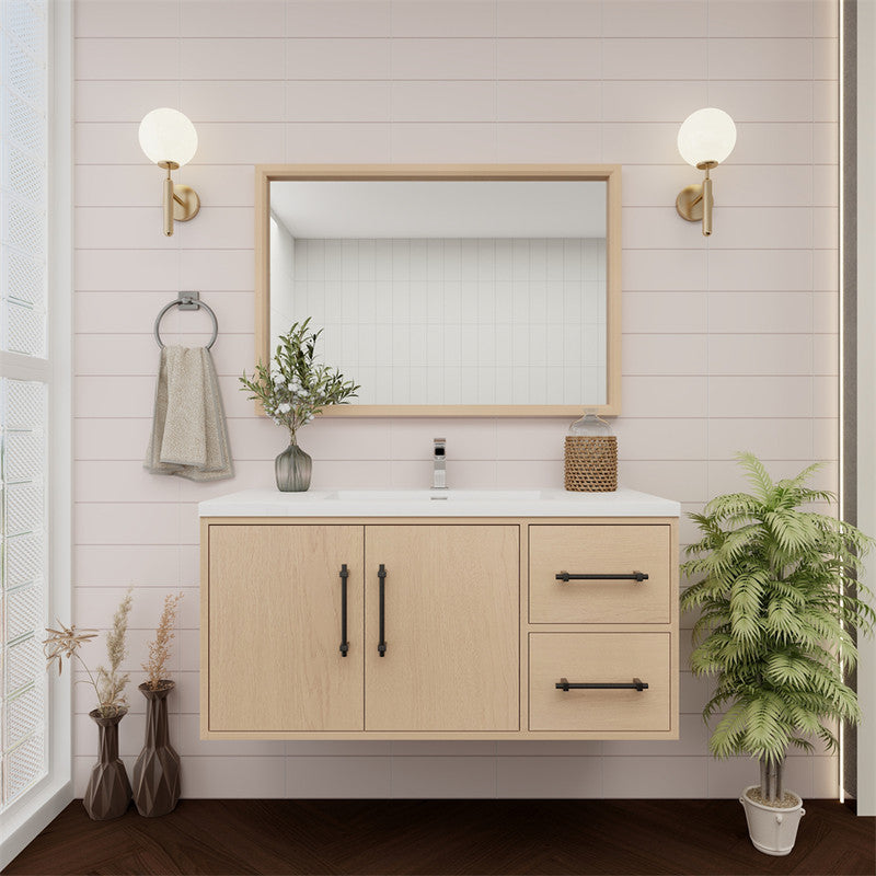 Victoria 42" Wall Mounted Bathroom Vanity with Reinforced Acrylic Integrated Sink Top
