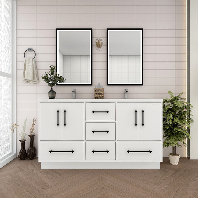 Victoria 60" Freestanding Bathroom Vanity with Reinforced Acrylic Integrated Sink Top