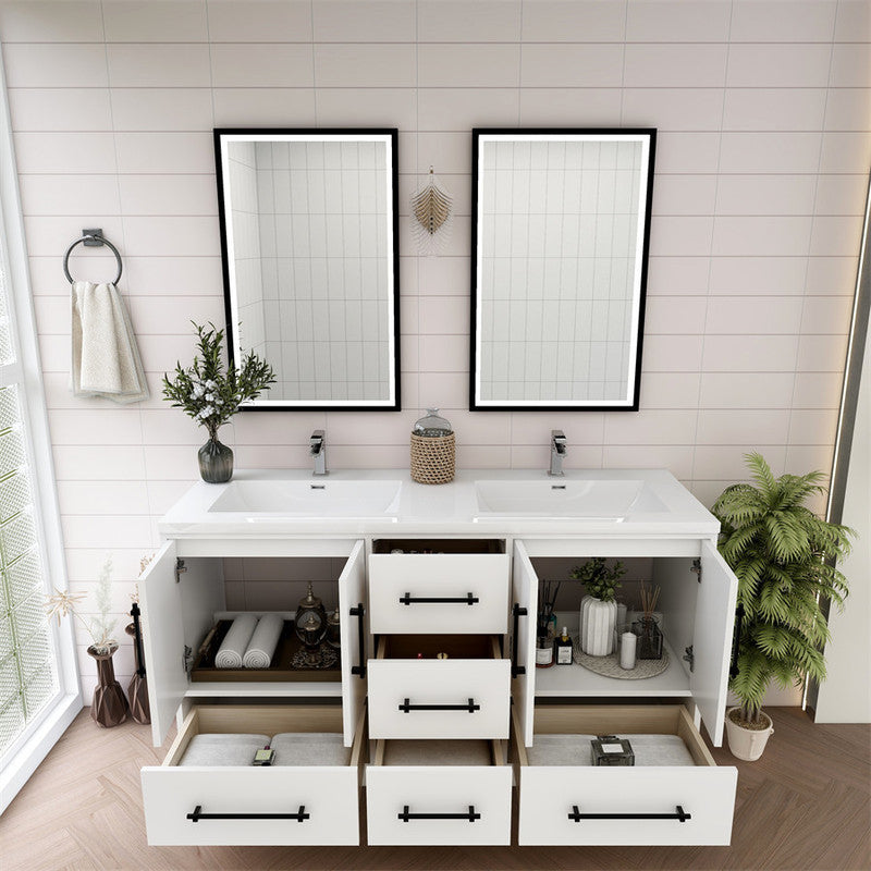 Victoria 60" Freestanding Bathroom Vanity with Reinforced Acrylic Integrated Sink Top