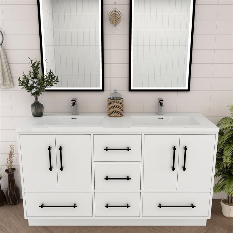 Victoria 60" Freestanding Bathroom Vanity with Reinforced Acrylic Integrated Sink Top
