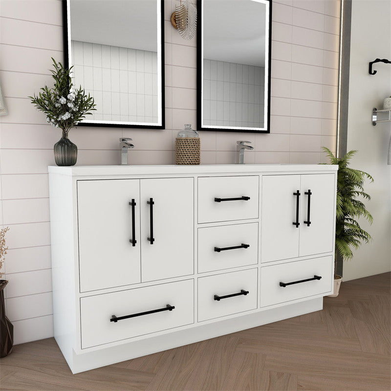 Victoria 60" Freestanding Bathroom Vanity with Reinforced Acrylic Integrated Sink Top
