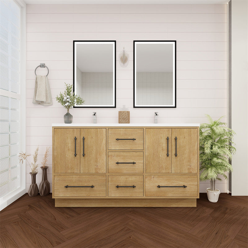Victoria 60" Freestanding Bathroom Vanity with Reinforced Acrylic Integrated Sink Top