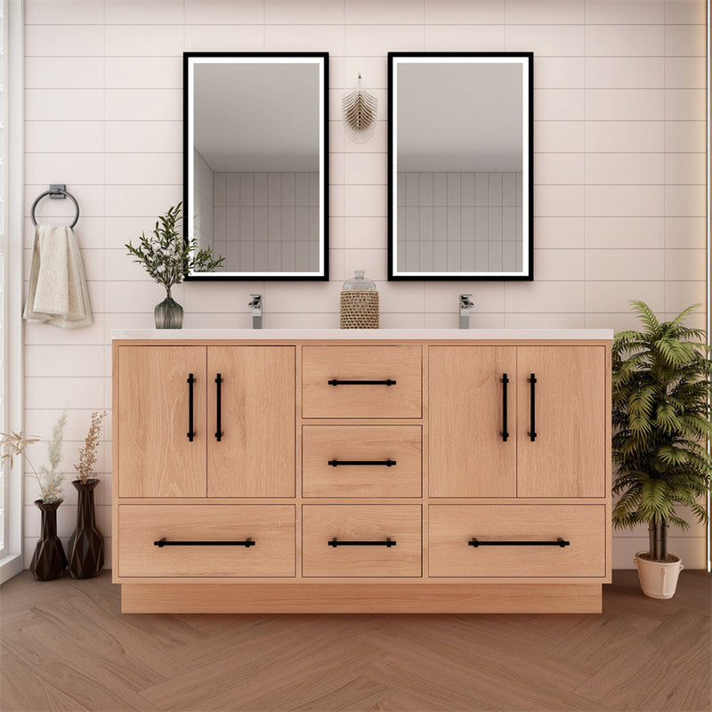 Victoria 60" Freestanding Bathroom Vanity with Reinforced Acrylic Integrated Sink Top