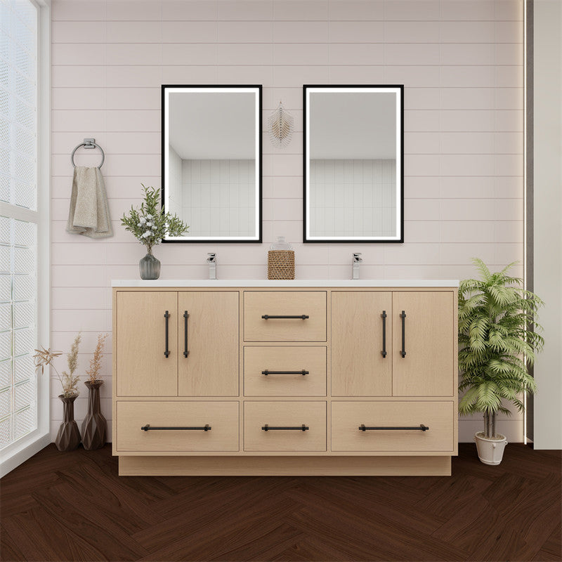 Victoria 60" Freestanding Bathroom Vanity with Reinforced Acrylic Integrated Sink Top