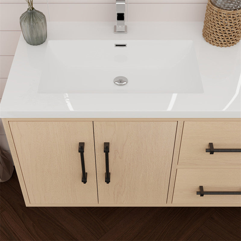 Victoria 60" Wall Mounted Bathroom Vanity with Reinforced Acrylic Integrated Sink Top
