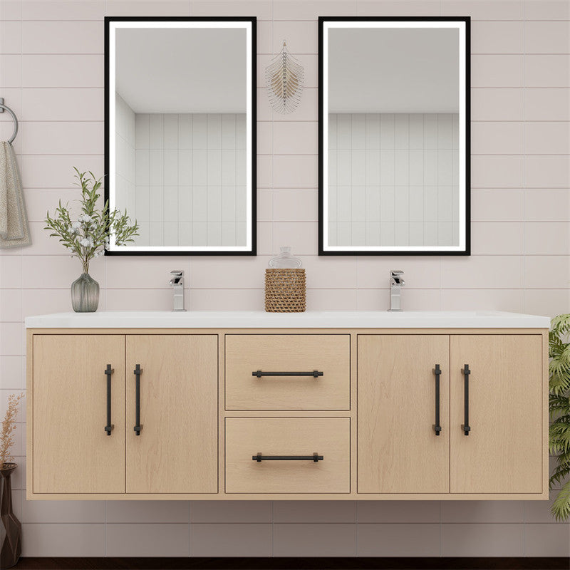 Victoria 60" Wall Mounted Bathroom Vanity with Reinforced Acrylic Integrated Sink Top