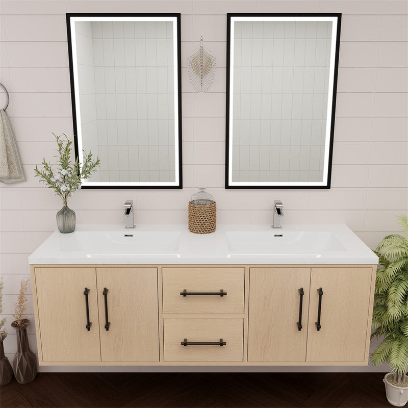 Victoria 60" Wall Mounted Bathroom Vanity with Reinforced Acrylic Integrated Sink Top