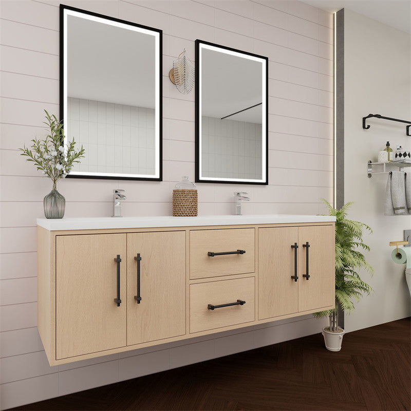 Victoria 60" Wall Mounted Bathroom Vanity with Reinforced Acrylic Integrated Sink Top