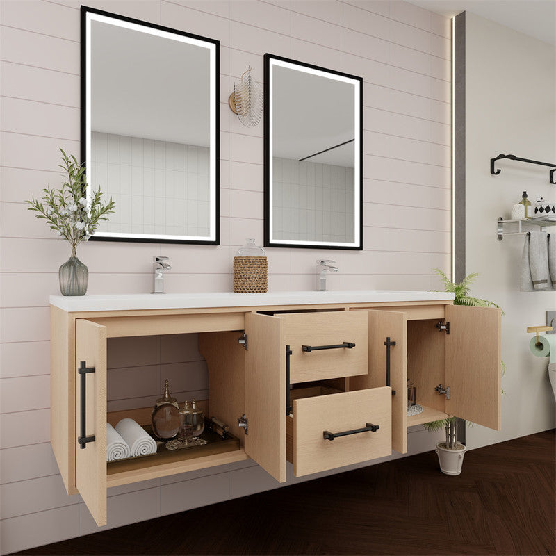 Victoria 60" Wall Mounted Bathroom Vanity with Reinforced Acrylic Integrated Sink Top