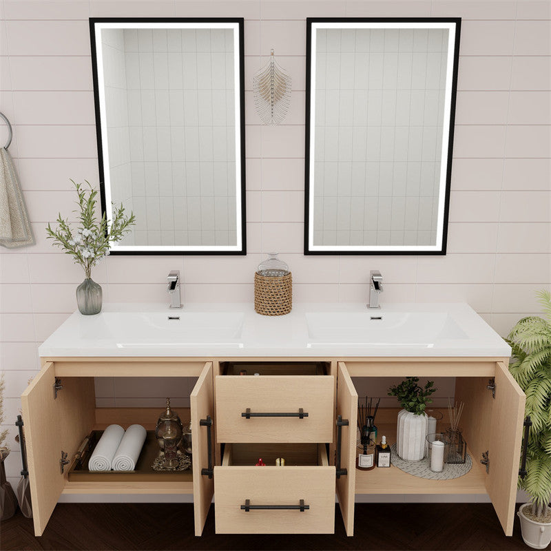 Victoria 60" Wall Mounted Bathroom Vanity with Reinforced Acrylic Integrated Sink Top