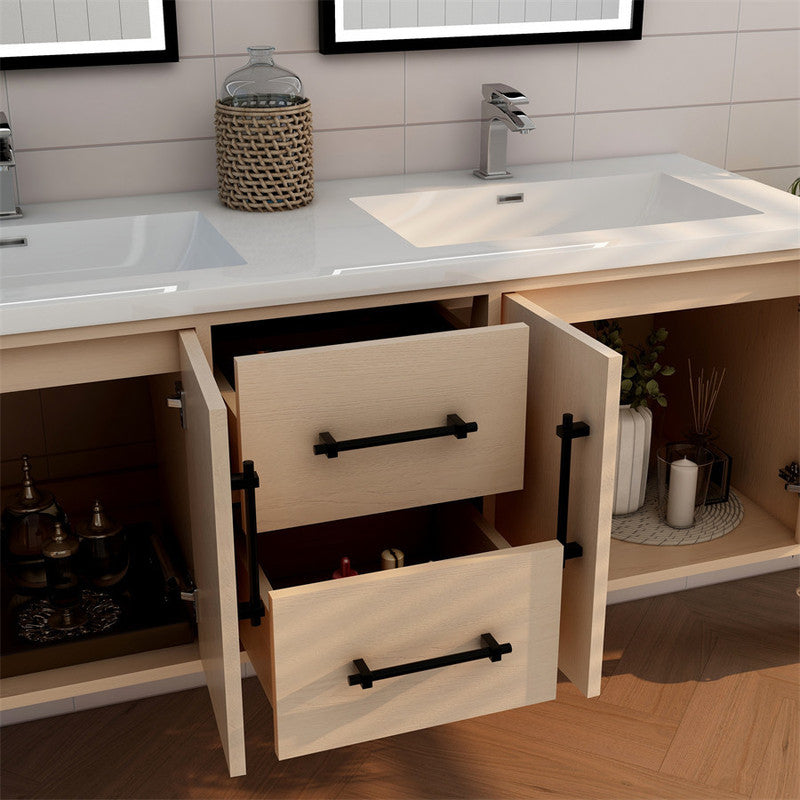 Victoria 60" Wall Mounted Bathroom Vanity with Reinforced Acrylic Integrated Sink Top