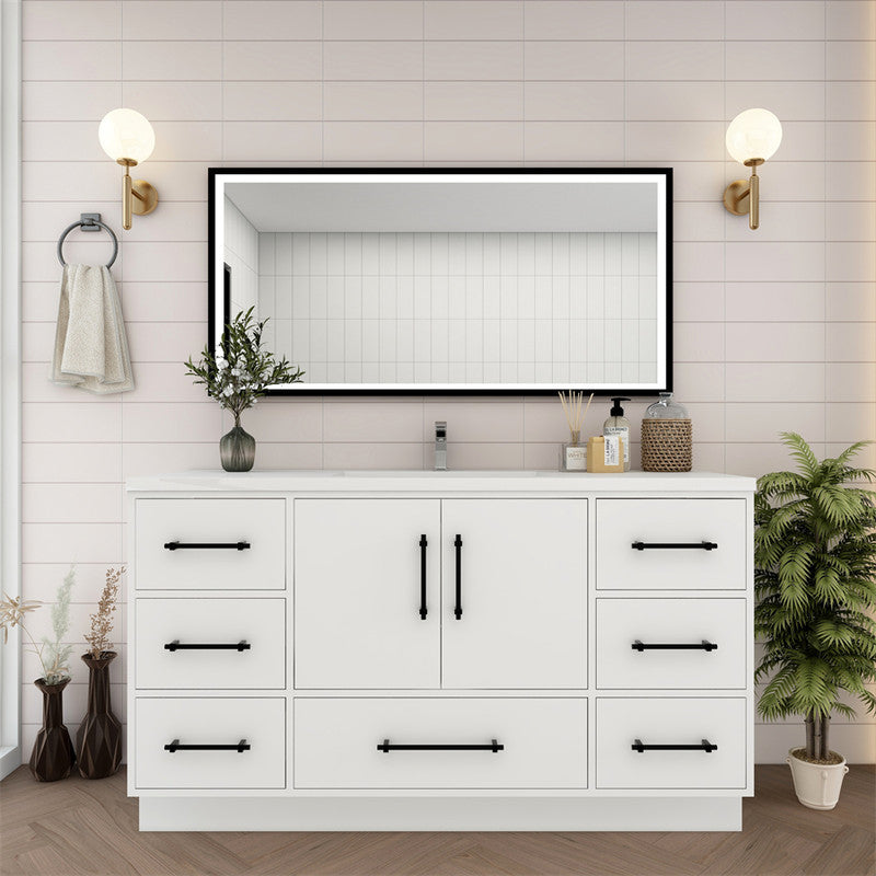 Victoria 60" Freestanding Bathroom Vanity with Reinforced Acrylic Integrated Sink Top
