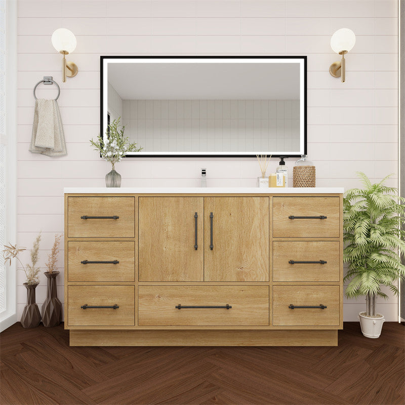 Victoria 60" Freestanding Bathroom Vanity with Reinforced Acrylic Integrated Sink Top