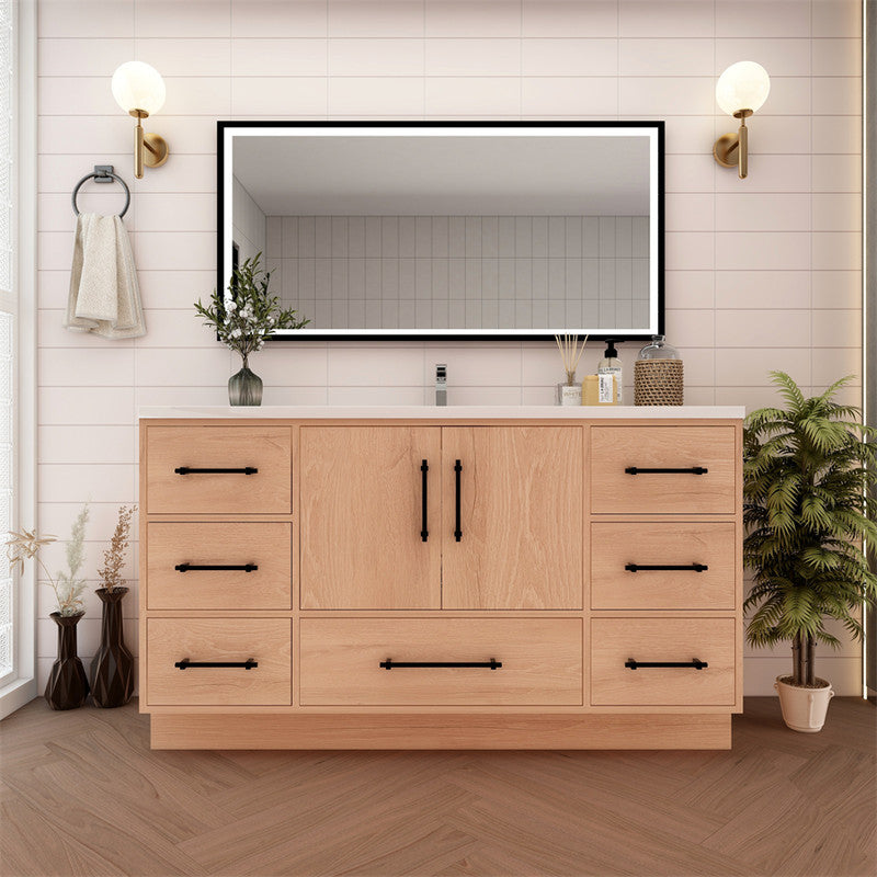 Victoria 60" Freestanding Bathroom Vanity with Reinforced Acrylic Integrated Sink Top