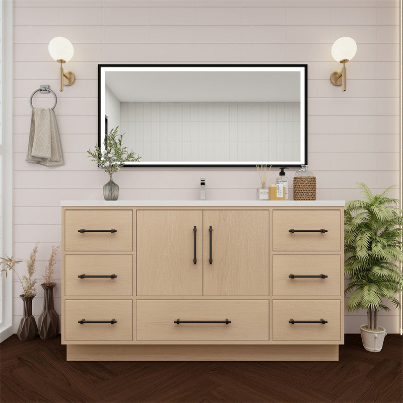 Victoria 60" Freestanding Bathroom Vanity with Reinforced Acrylic Integrated Sink Top