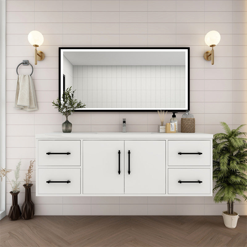 Victoria 60" Wall Mounted Bathroom Vanity with Reinforced Acrylic Integrated Sink Top