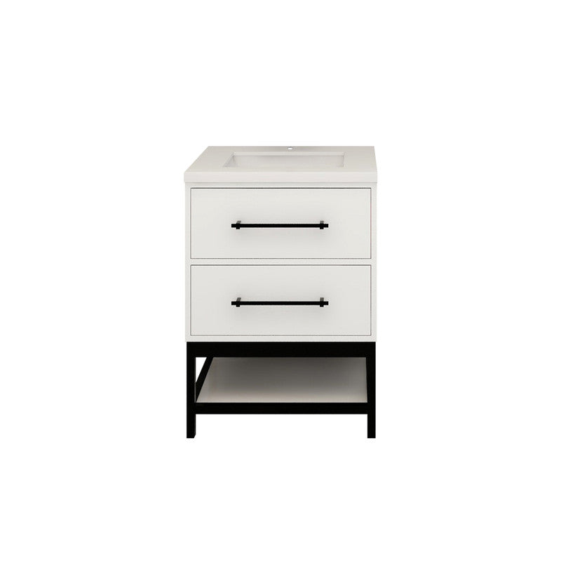 Victoria Open Shelf 24" Freestanding Bathroom Vanity with Reinforced Acrylic Integrated Sink Top