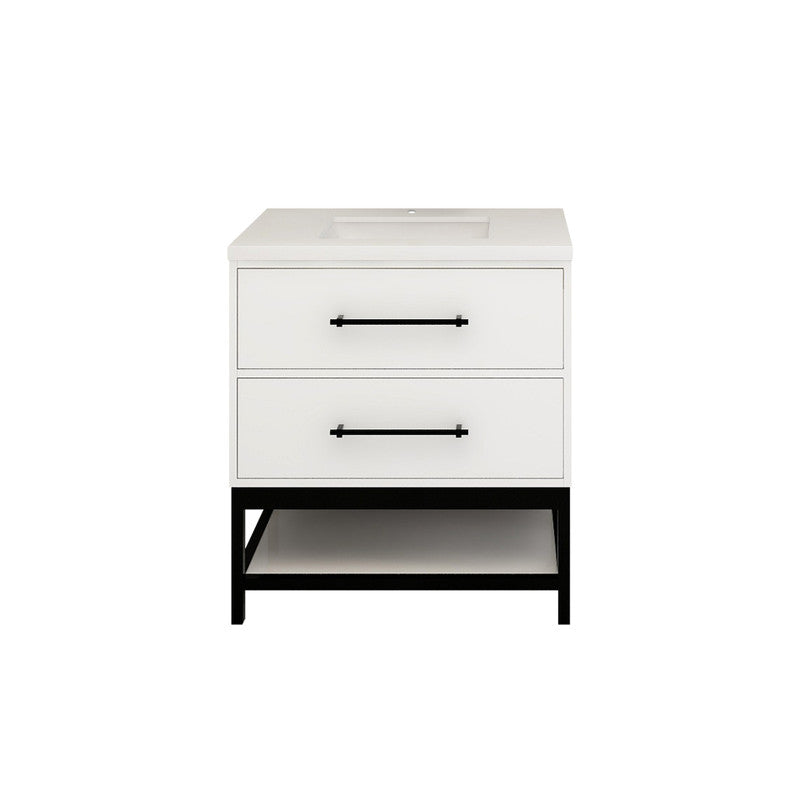 Victoria Open Shelf 30" Freestanding Bathroom Vanity with Reinforced Acrylic Integrated Sink Top