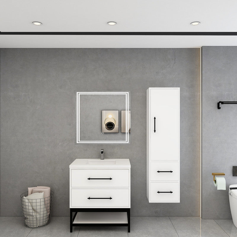 Victoria Open Shelf 30" Freestanding Bathroom Vanity with Reinforced Acrylic Integrated Sink Top