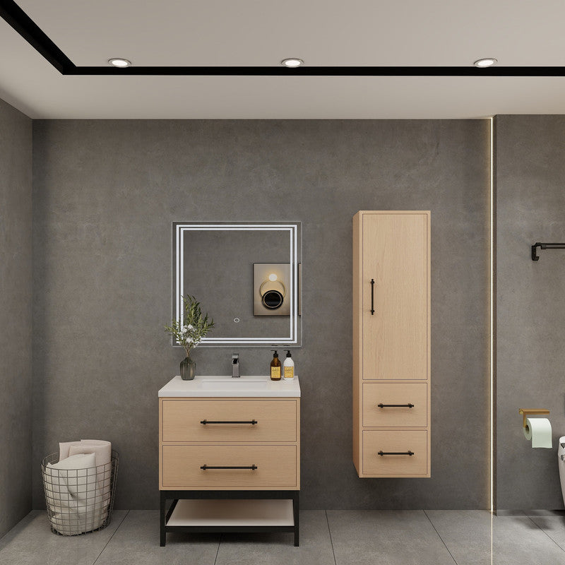 Victoria Open Shelf 30" Freestanding Bathroom Vanity with Reinforced Acrylic Integrated Sink Top