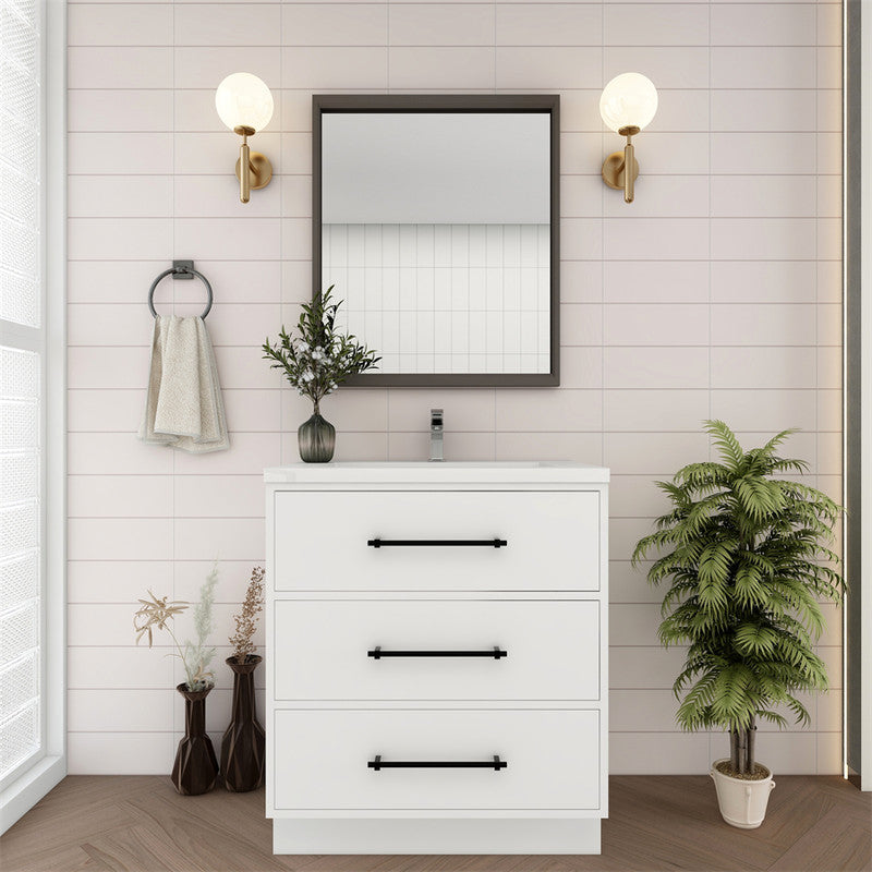 Victoria 30" Freestanding Bathroom Vanity with Reinforced Acrylic Integrated Sink Top