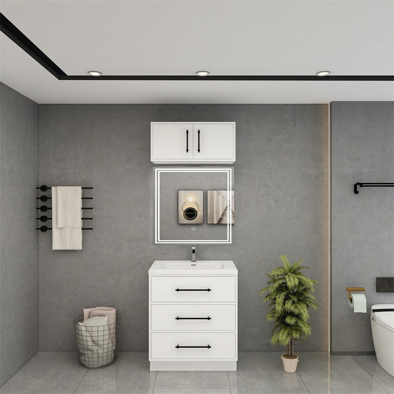 Victoria 30" Freestanding Bathroom Vanity with Reinforced Acrylic Integrated Sink Top