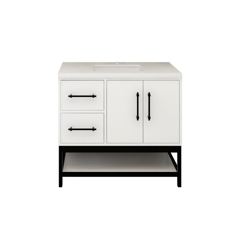 Victoria Open Shelf 36" Freestanding Bathroom Vanity with Reinforced Acrylic Integrated Sink Top