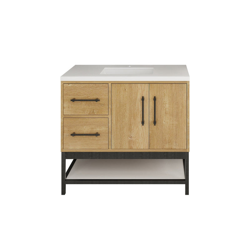 Victoria Open Shelf 36" Freestanding Bathroom Vanity with Reinforced Acrylic Integrated Sink Top
