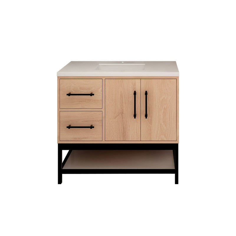 Victoria Open Shelf 36" Freestanding Bathroom Vanity with Reinforced Acrylic Integrated Sink Top