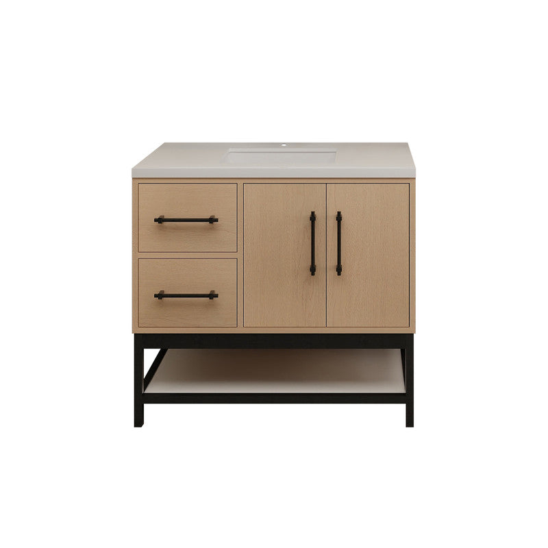 Victoria Open Shelf 36" Freestanding Bathroom Vanity with Reinforced Acrylic Integrated Sink Top