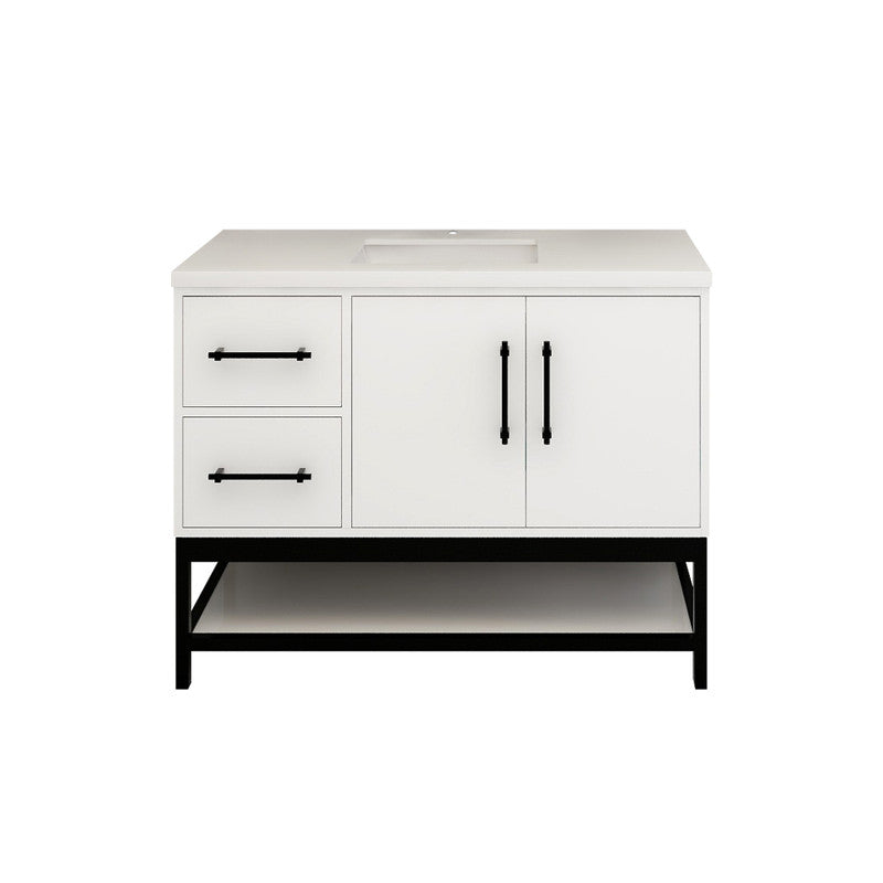 Victoria Open Shelf 42" Freestanding Bathroom Vanity with Reinforced Acrylic Integrated Sink Top