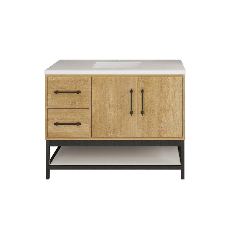 Victoria Open Shelf 42" Freestanding Bathroom Vanity with Reinforced Acrylic Integrated Sink Top