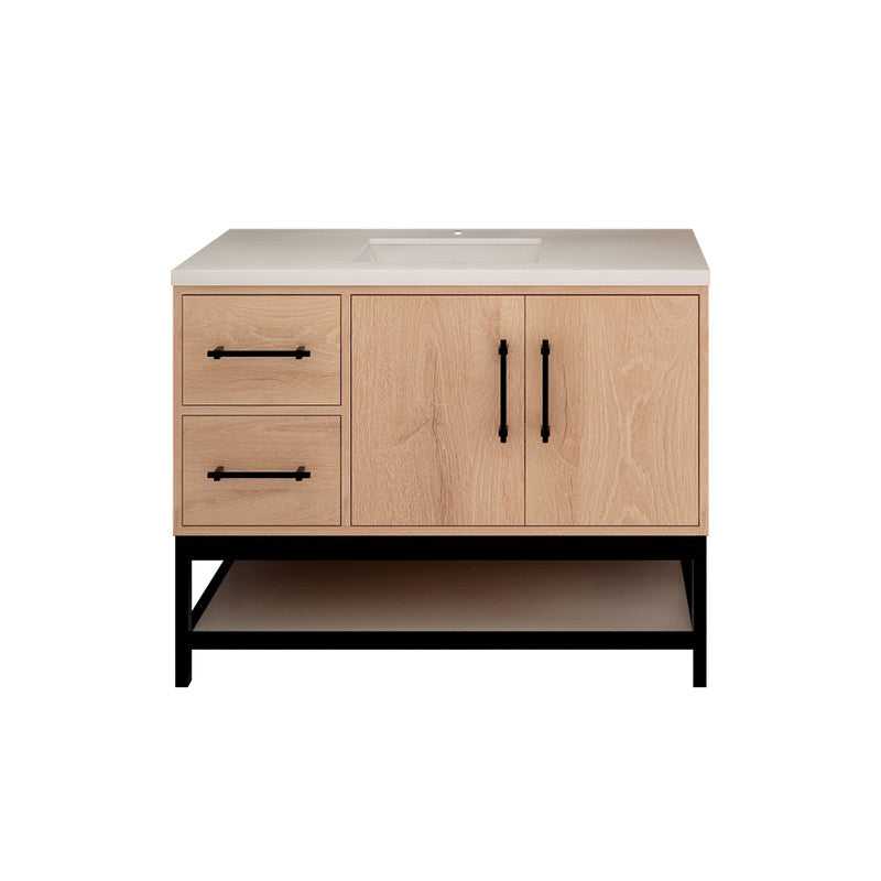 Victoria Open Shelf 42" Freestanding Bathroom Vanity with Reinforced Acrylic Integrated Sink Top