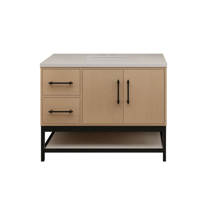 Victoria Open Shelf 42" Freestanding Bathroom Vanity with Reinforced Acrylic Integrated Sink Top