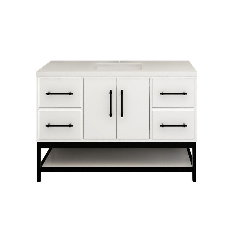 Victoria Open Shelf 48" Freestanding Bathroom Vanity with Reinforced Acrylic Integrated Sink Top