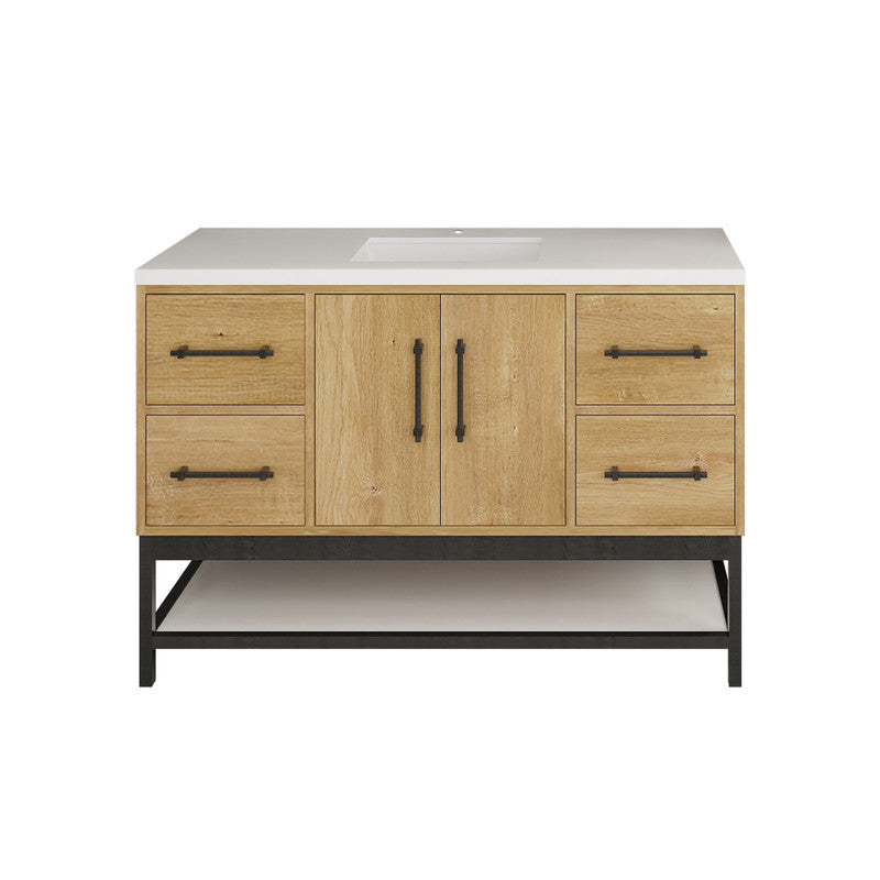 Victoria Open Shelf 48" Freestanding Bathroom Vanity with Reinforced Acrylic Integrated Sink Top