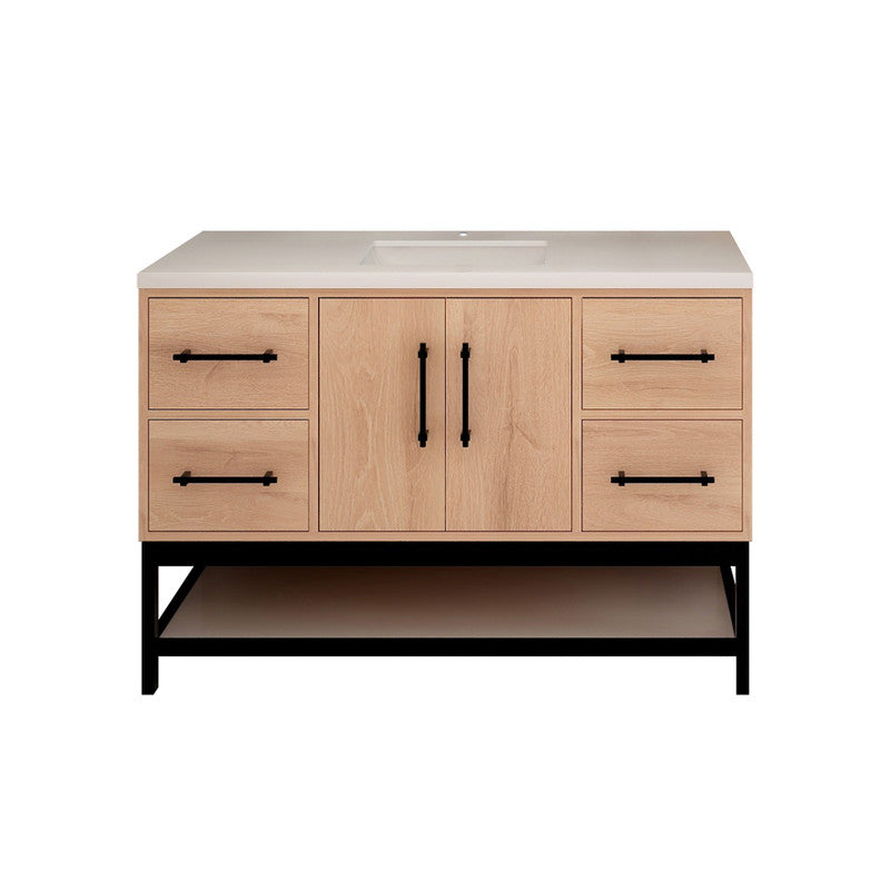 Victoria Open Shelf 48" Freestanding Bathroom Vanity with Reinforced Acrylic Integrated Sink Top